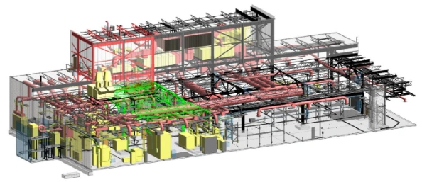 A diagram of a factory presents BIM work